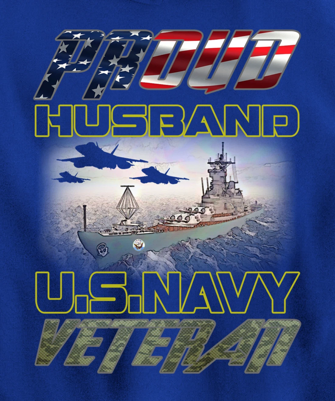 Vintage Flag American Proud Husband U.S. Navy Veteran Pullover Hoodie