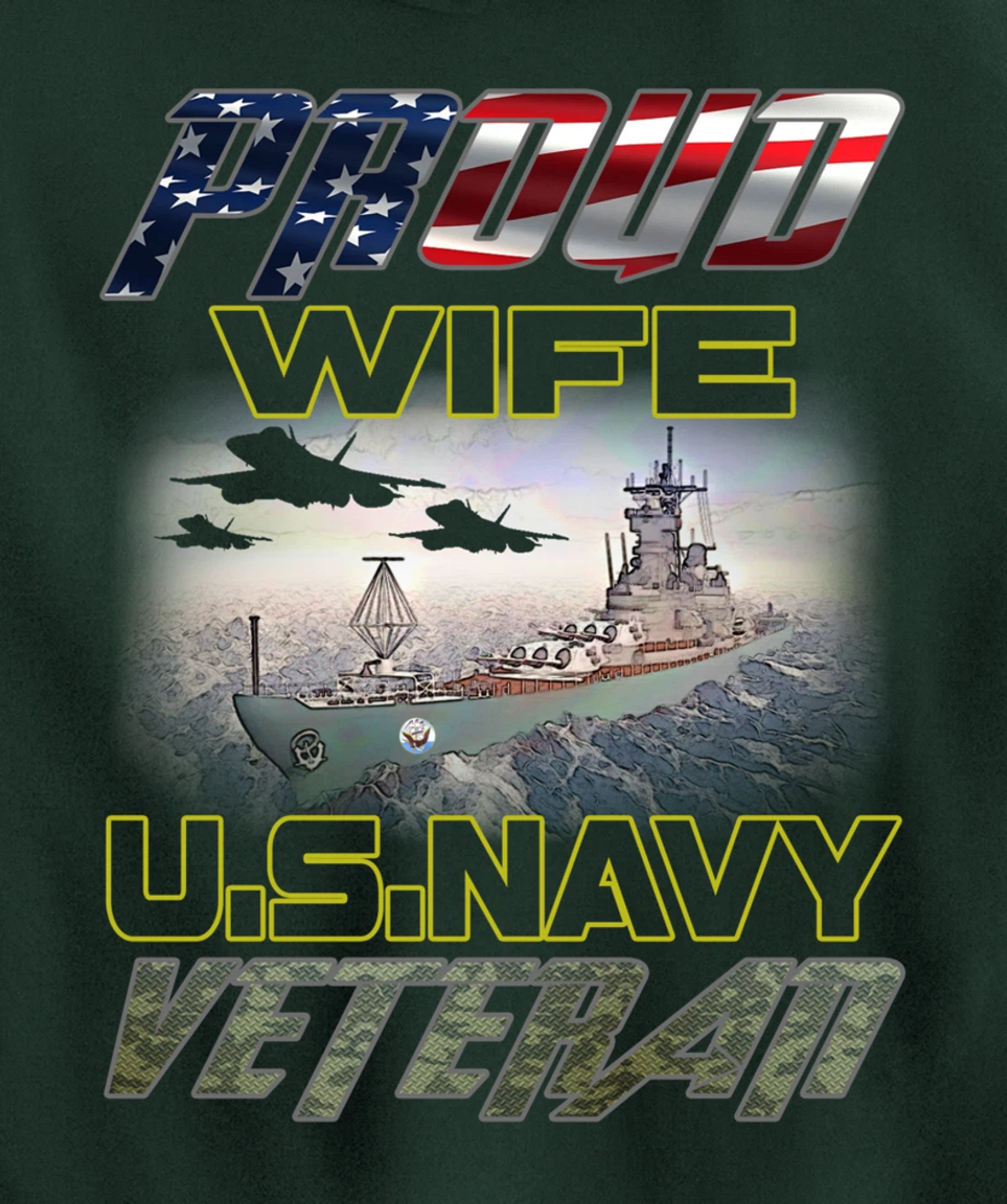 Vintage Flag American Proud Wife U.S. Navy Veteran Pullover Hoodie