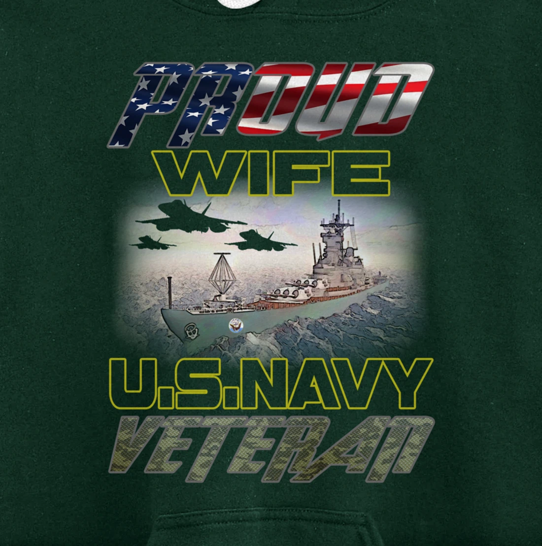 Vintage Flag American Proud Wife U.S. Navy Veteran Pullover Hoodie