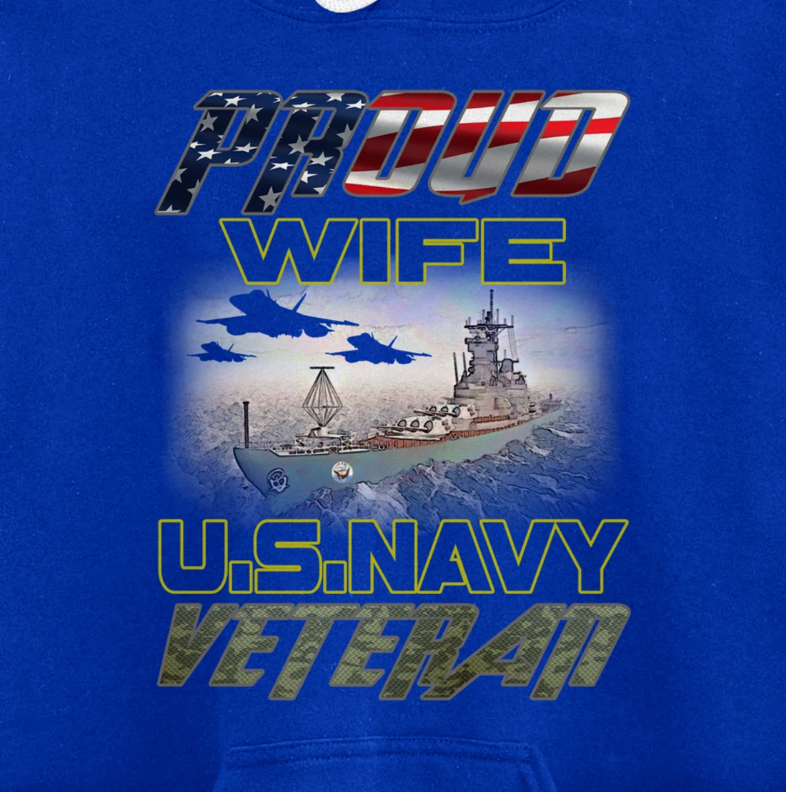 Vintage Flag American Proud Wife U.S. Navy Veteran Pullover Hoodie