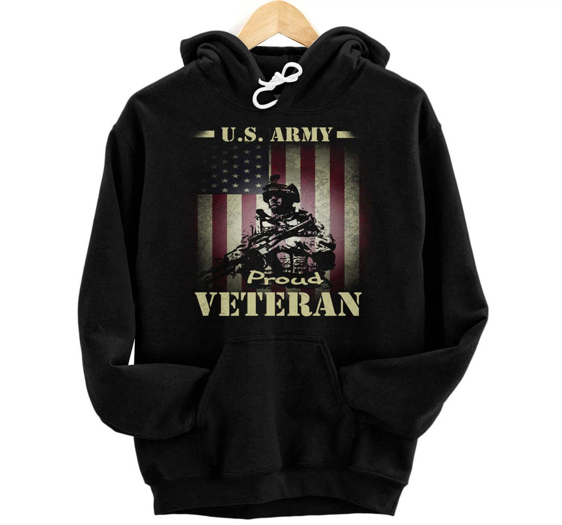 VETERAN 365 Vintage US Army Proud Veteran Pullover Hoodie