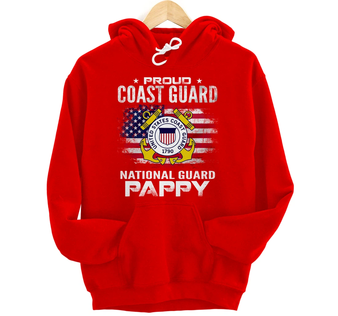 Proud Coast Guard National Guard Pappy Gift Veteran Day Pullover Hoodie