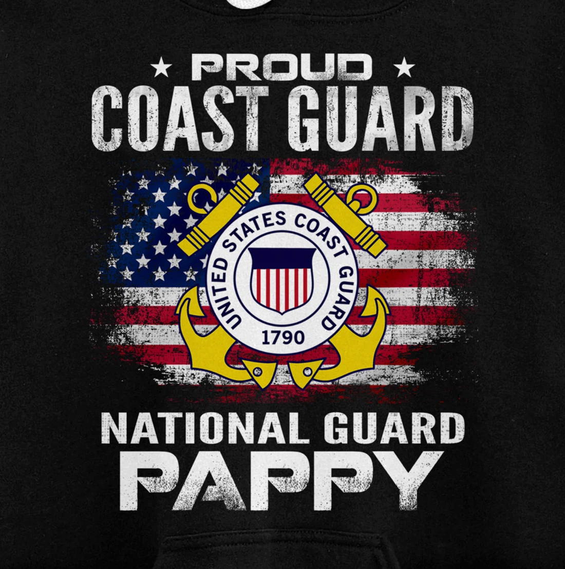 Proud Coast Guard National Guard Pappy Gift Veteran Day Pullover Hoodie