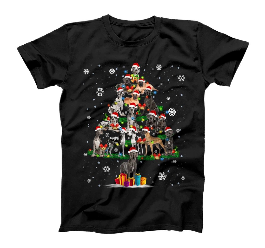Great Dane Dog Santa Lover Christmas Tree Xmas Light Pajama T-Shirt