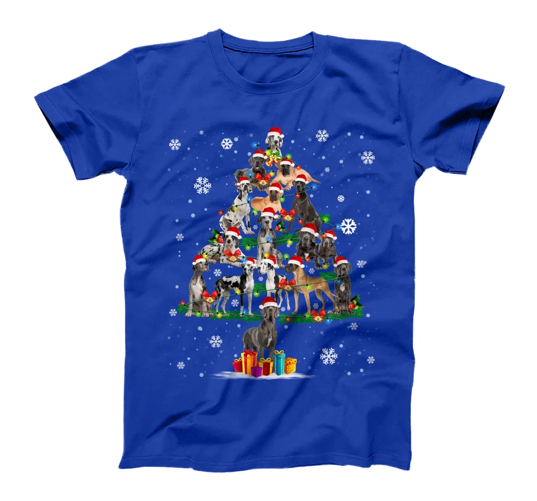 Great Dane Dog Santa Lover Christmas Tree Xmas Light Pajama T-Shirt
