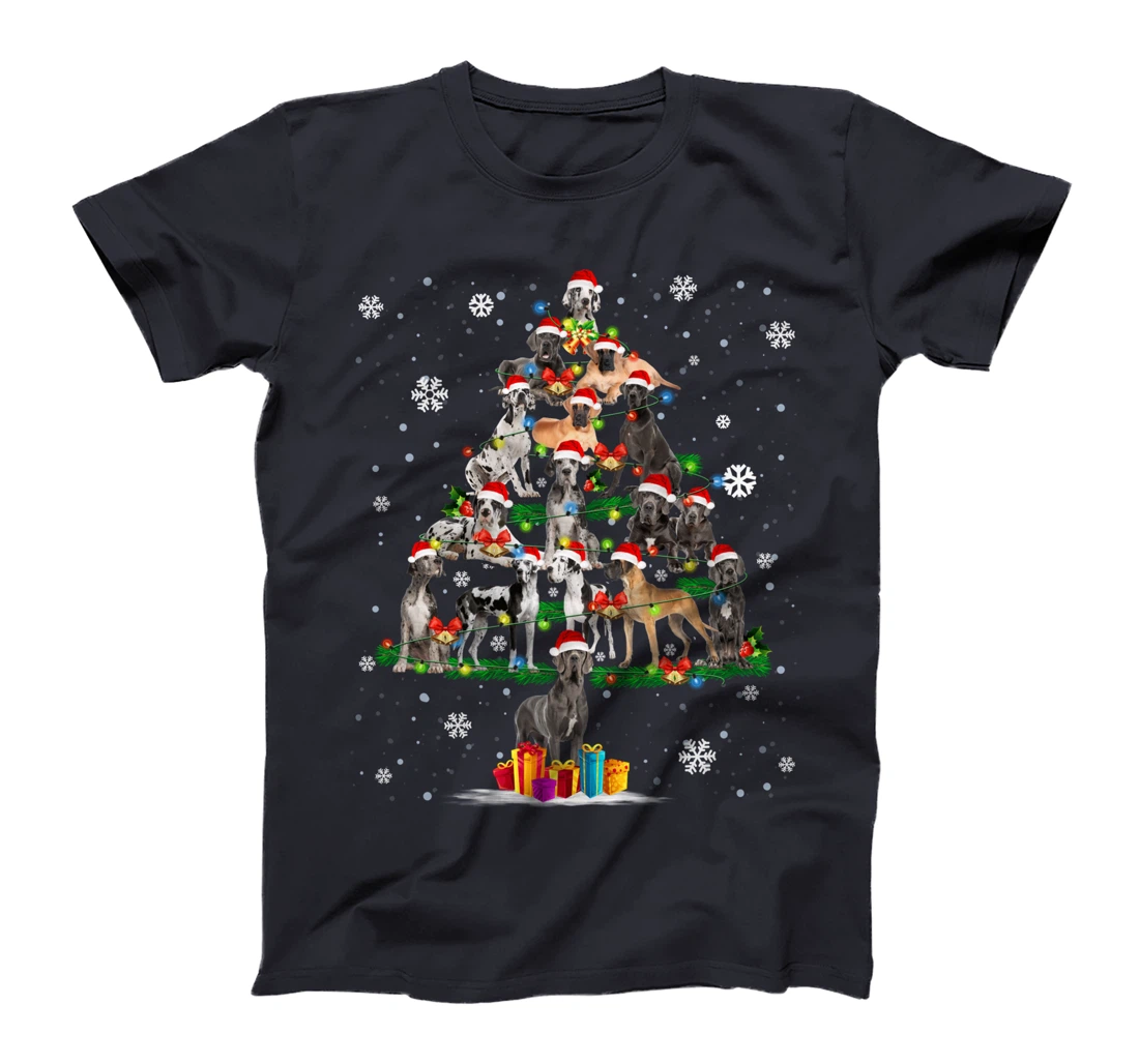 Great Dane Dog Santa Lover Christmas Tree Xmas Light Pajama T-Shirt
