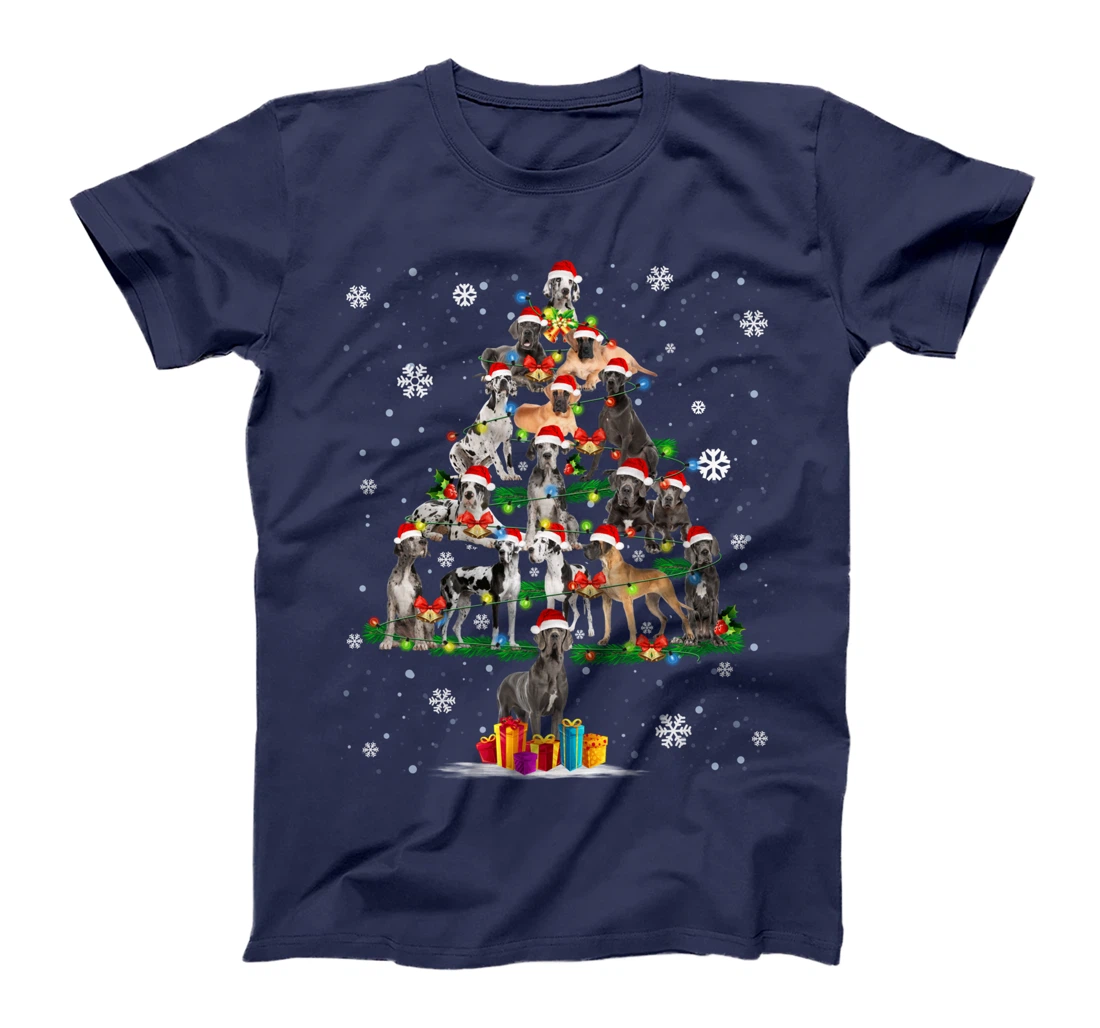 Great Dane Dog Santa Lover Christmas Tree Xmas Light Pajama T-Shirt
