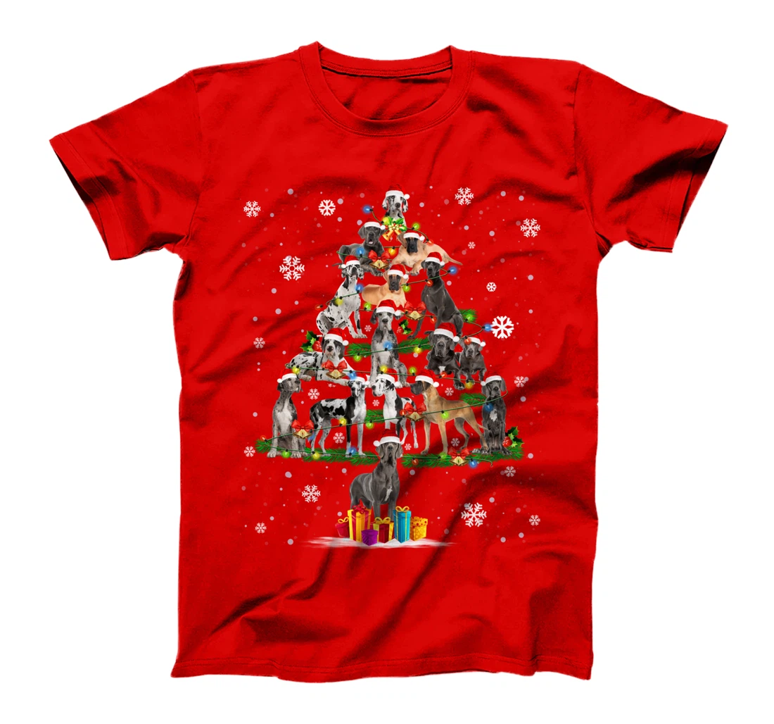 Great Dane Dog Santa Lover Christmas Tree Xmas Light Pajama T-Shirt