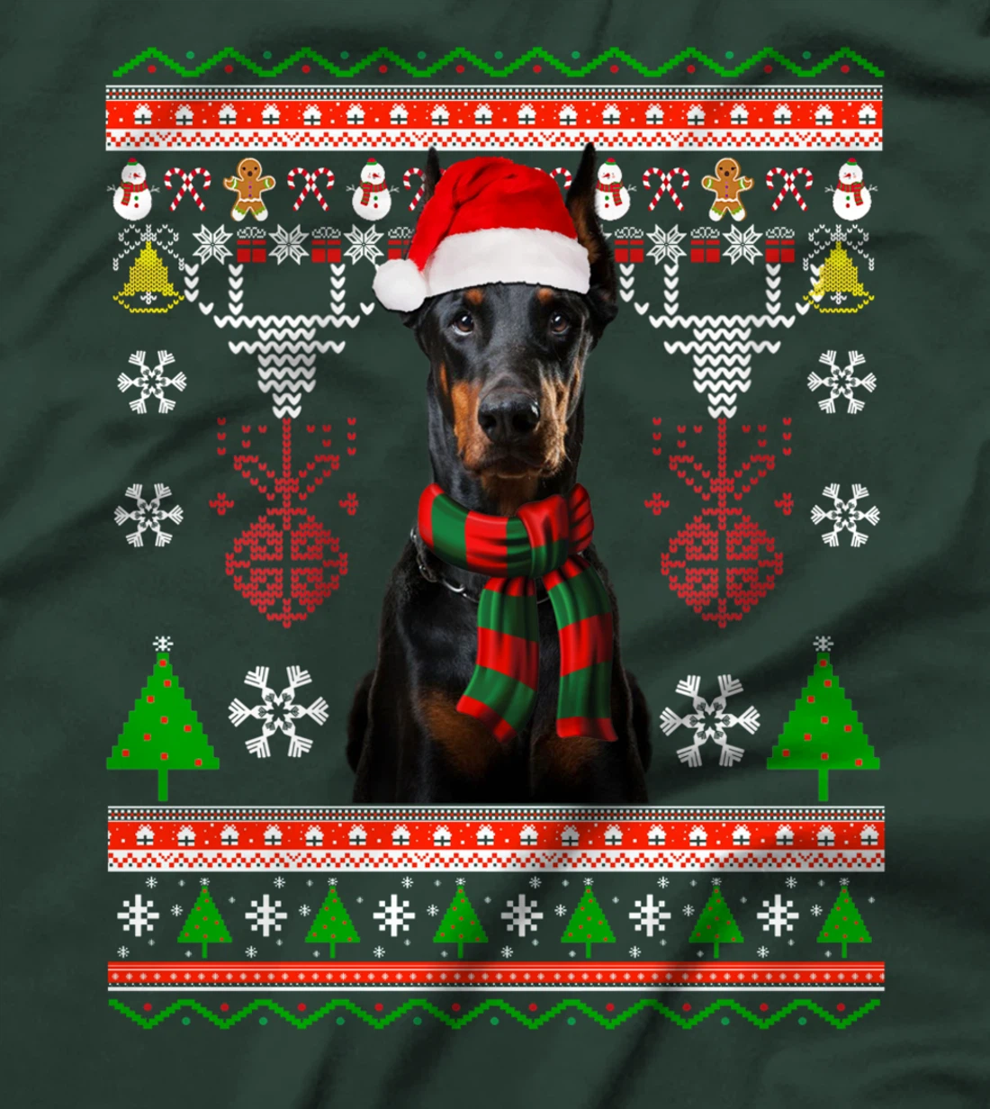 Doberman Dog Ugly Sweater Christmas Puppy Dog Lover T-Shirt