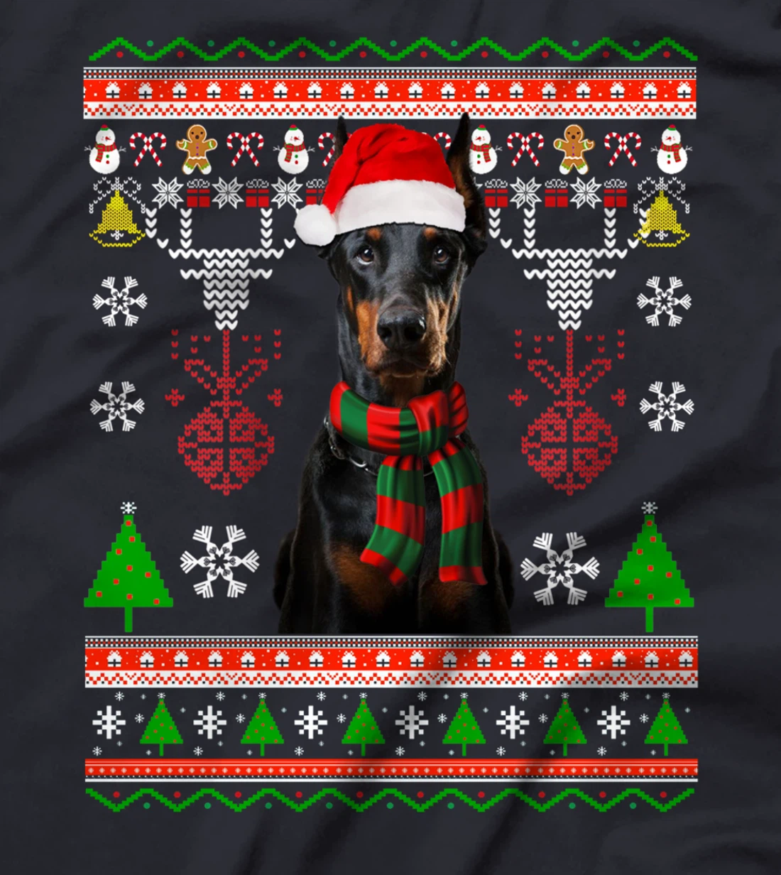 Doberman Dog Ugly Sweater Christmas Puppy Dog Lover T-Shirt