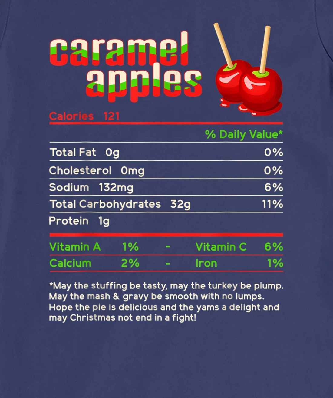 Caramel Apples Nutrition Facts Food Christmas Matching T-Shirt, Women T-Shirt