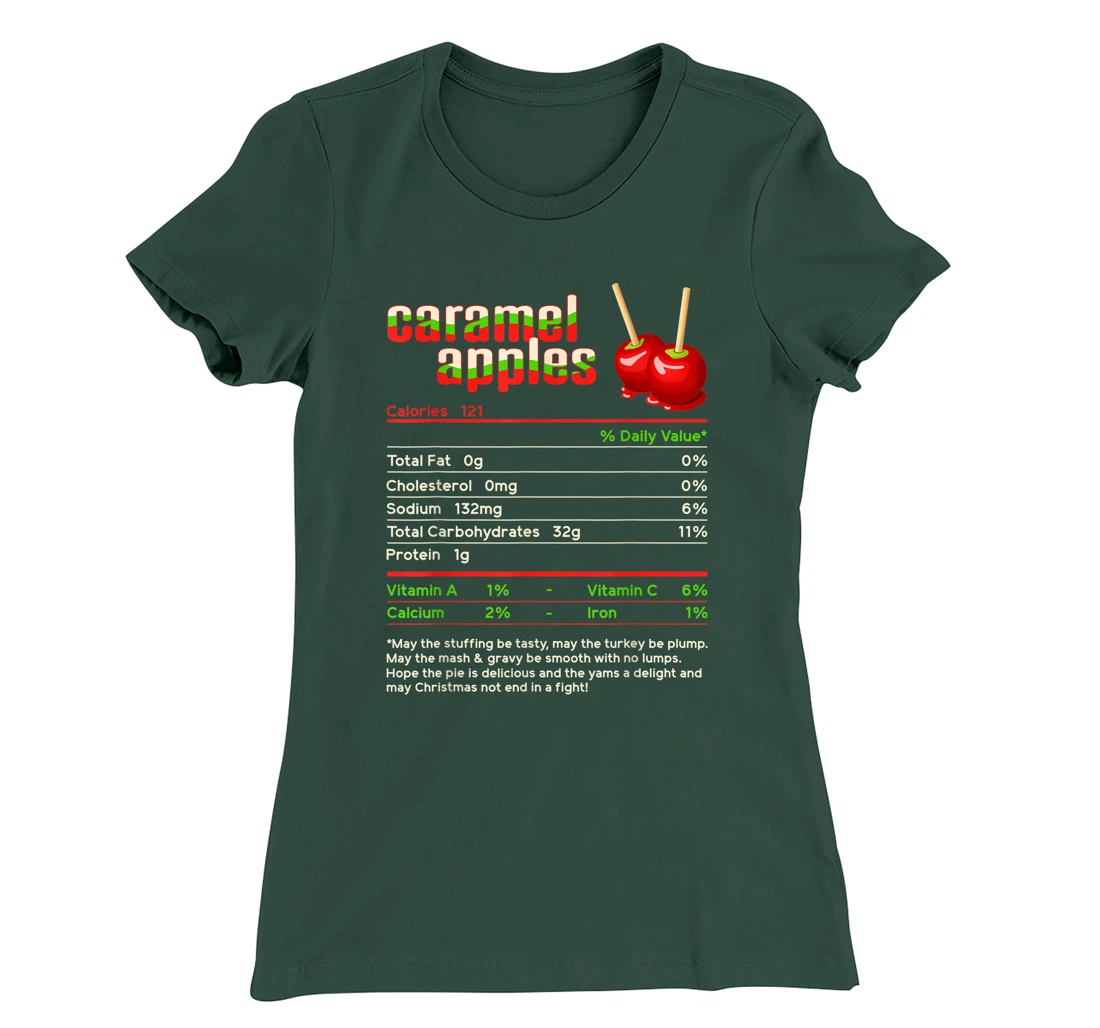 Caramel Apples Nutrition Facts Food Christmas Matching T-Shirt, Women T-Shirt