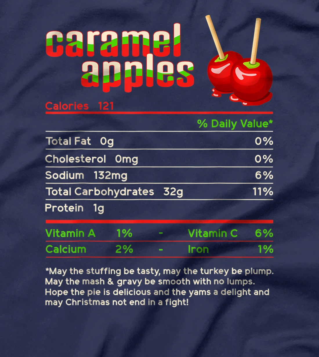 Caramel Apples Nutrition Facts Food Christmas Matching T-Shirt, Women T-Shirt