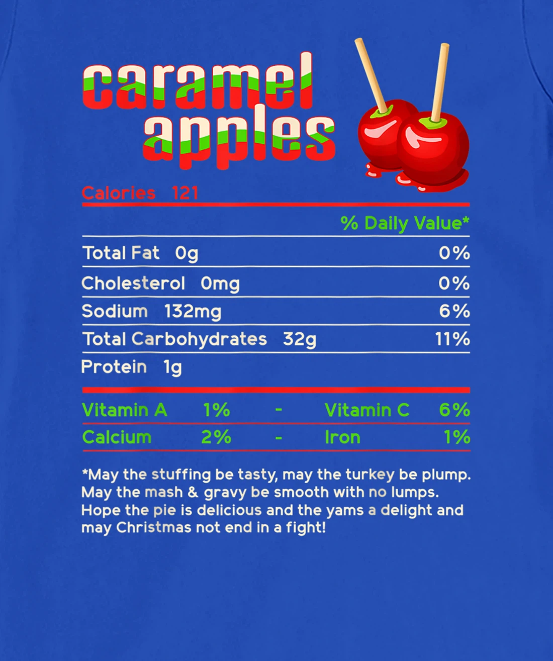 Caramel Apples Nutrition Facts Food Christmas Matching T-Shirt, Women T-Shirt