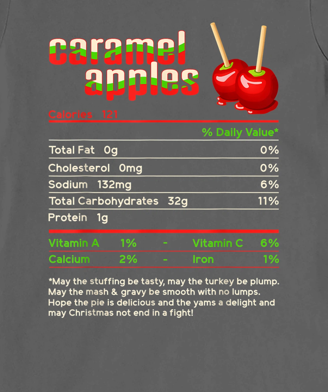 Caramel Apples Nutrition Facts Food Christmas Matching T-Shirt, Women T-Shirt
