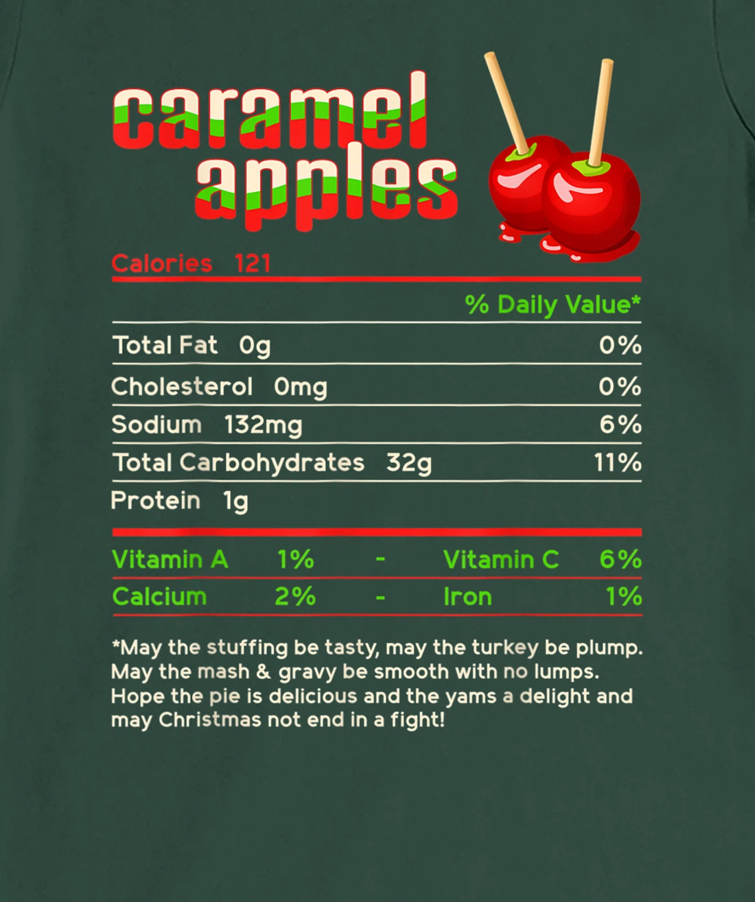 Caramel Apples Nutrition Facts Food Christmas Matching T-Shirt, Women T-Shirt