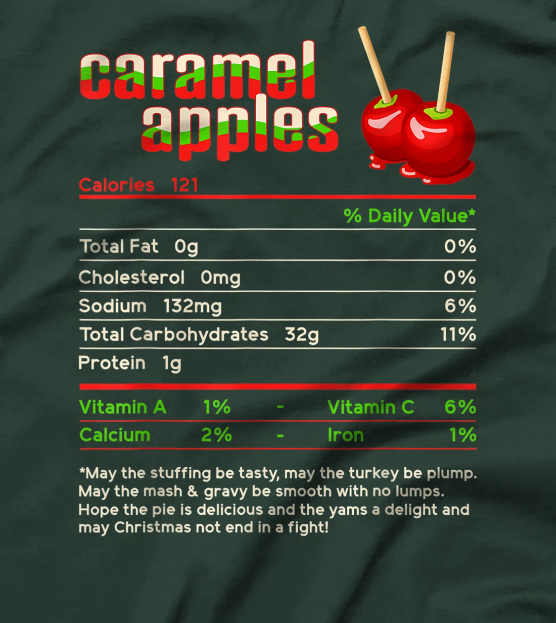 Caramel Apples Nutrition Facts Food Christmas Matching T-Shirt, Women T-Shirt