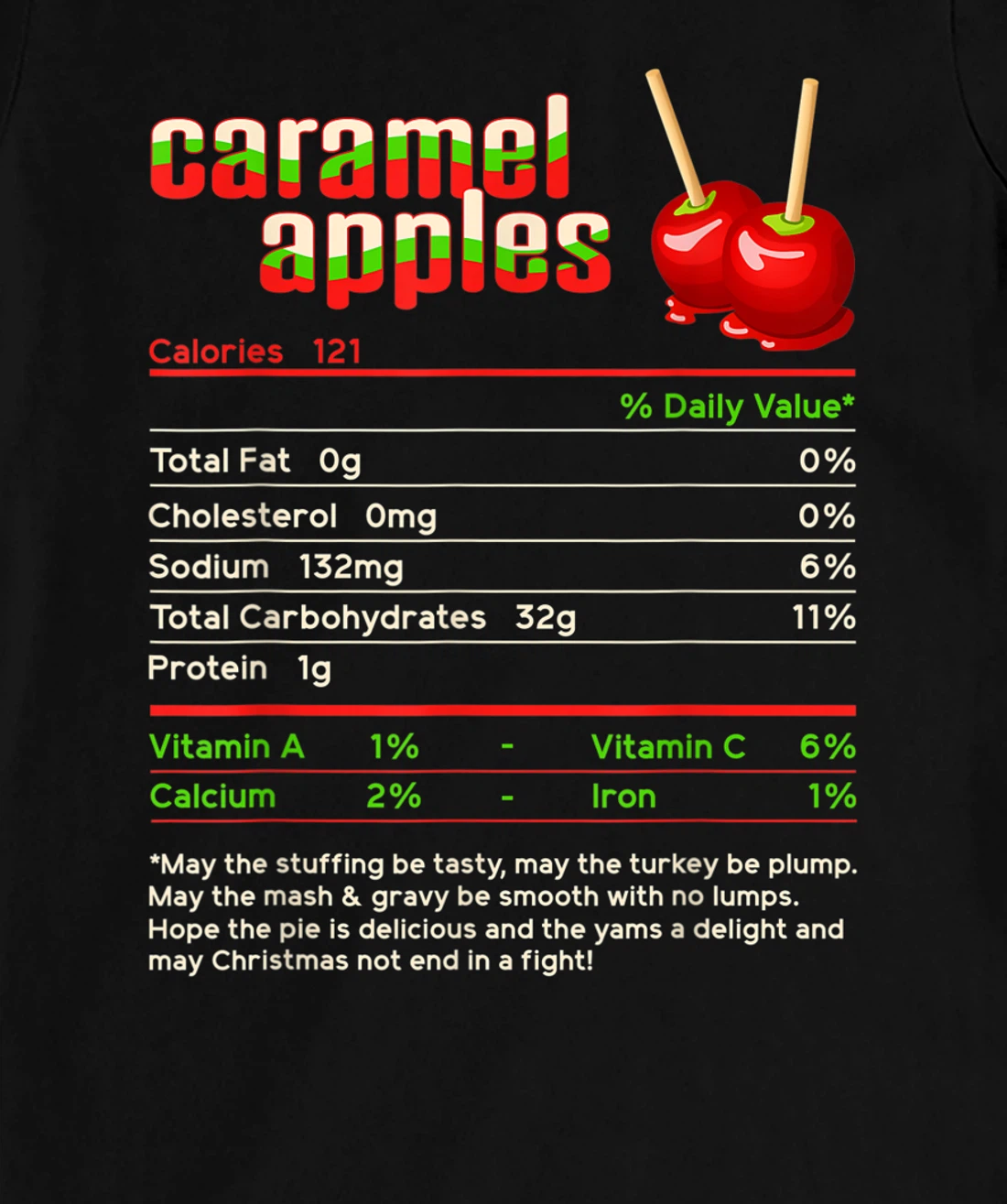 Caramel Apples Nutrition Facts Food Christmas Matching T-Shirt, Women T-Shirt