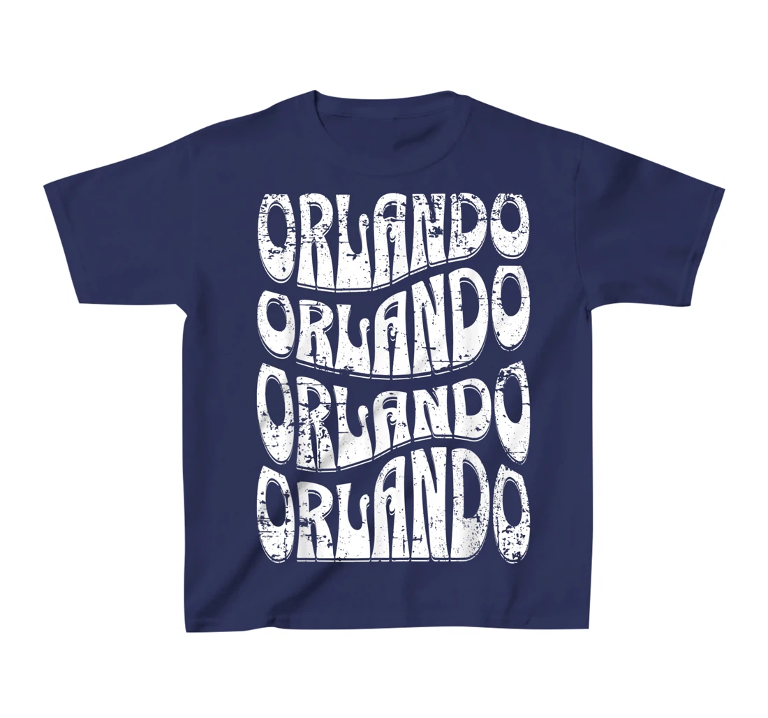 Awesome Orlando Florida Groovy Retro Distressed Design T-Shirt, Kid T-Shirt and Women T-Shirt
