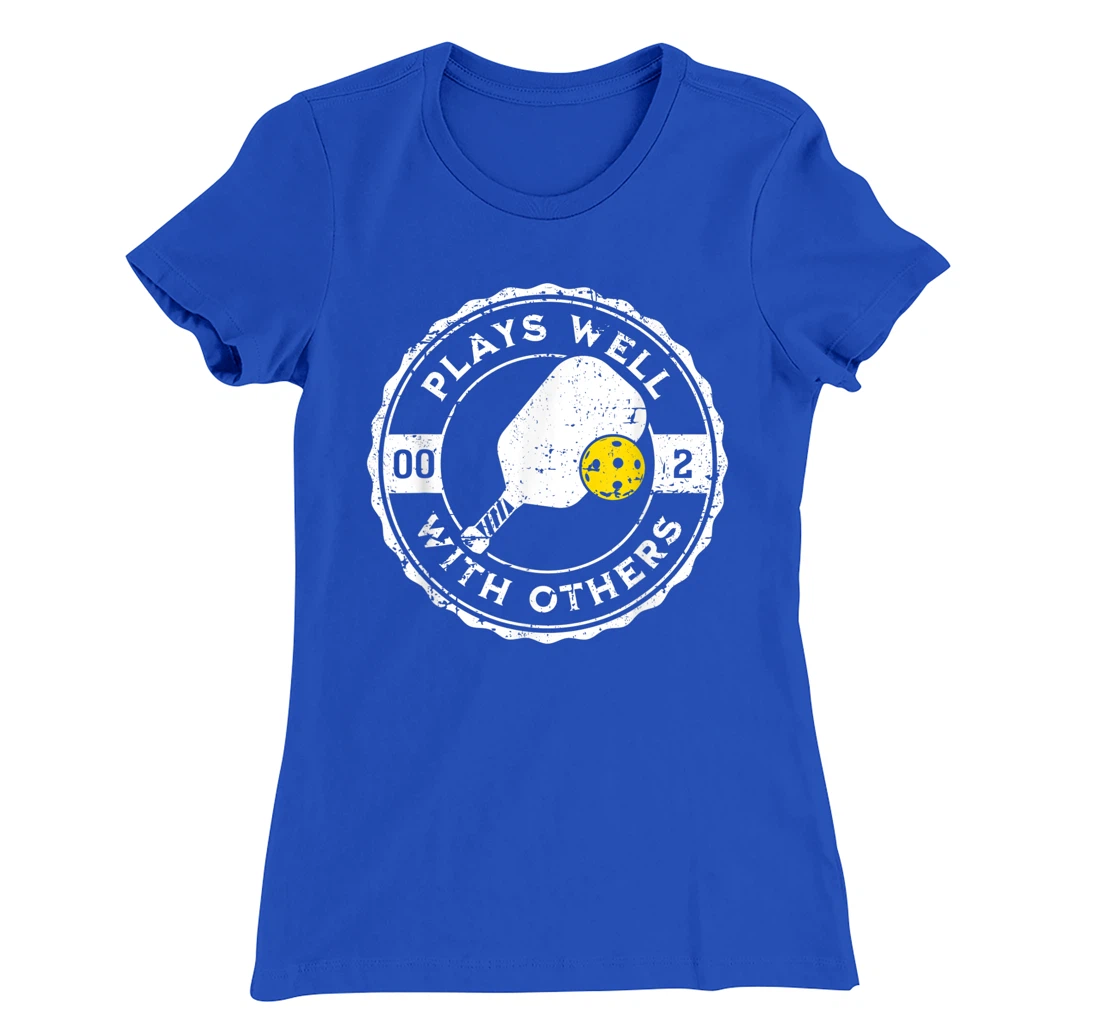 Funny Pickleball Plays Well With Others Distressed Design T-Shirt, Kid T-Shirt and Women T-Shirt