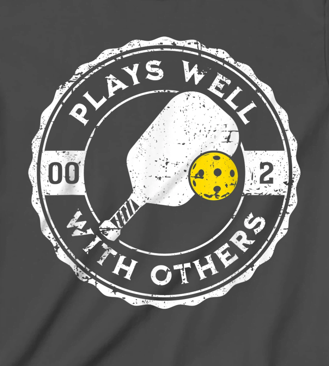 Funny Pickleball Plays Well With Others Distressed Design T-Shirt, Kid T-Shirt and Women T-Shirt