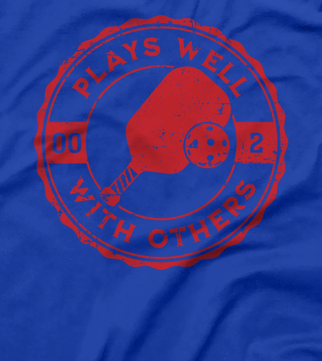 Funny Pickleball Plays Well With Others Distressed Design T-Shirt