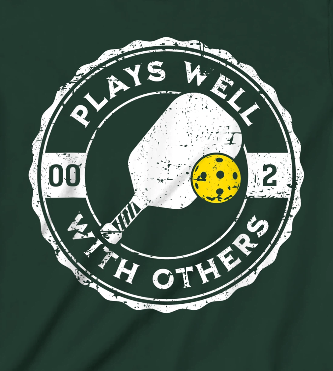 Funny Pickleball Plays Well With Others Distressed Design T-Shirt, Kid T-Shirt and Women T-Shirt
