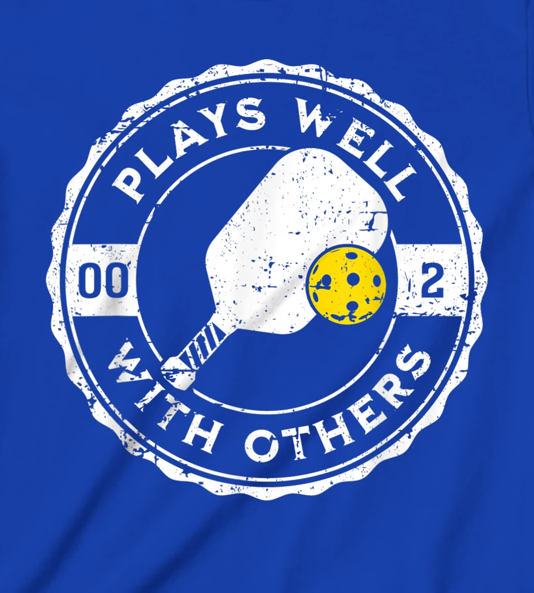Funny Pickleball Plays Well With Others Distressed Design T-Shirt, Kid T-Shirt and Women T-Shirt