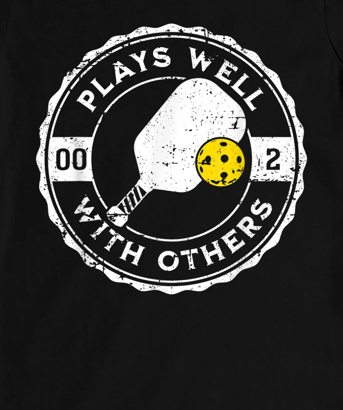 Funny Pickleball Plays Well With Others Distressed Design T-Shirt, Kid T-Shirt and Women T-Shirt