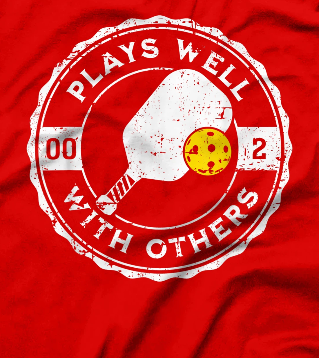 Funny Pickleball Plays Well With Others Distressed Design T-Shirt, Kid T-Shirt and Women T-Shirt