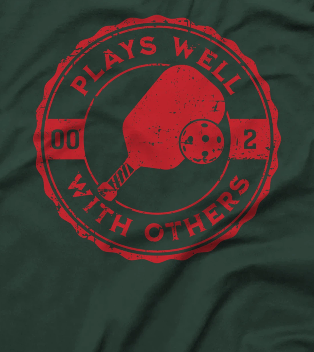 Funny Pickleball Plays Well With Others Distressed Design T-Shirt