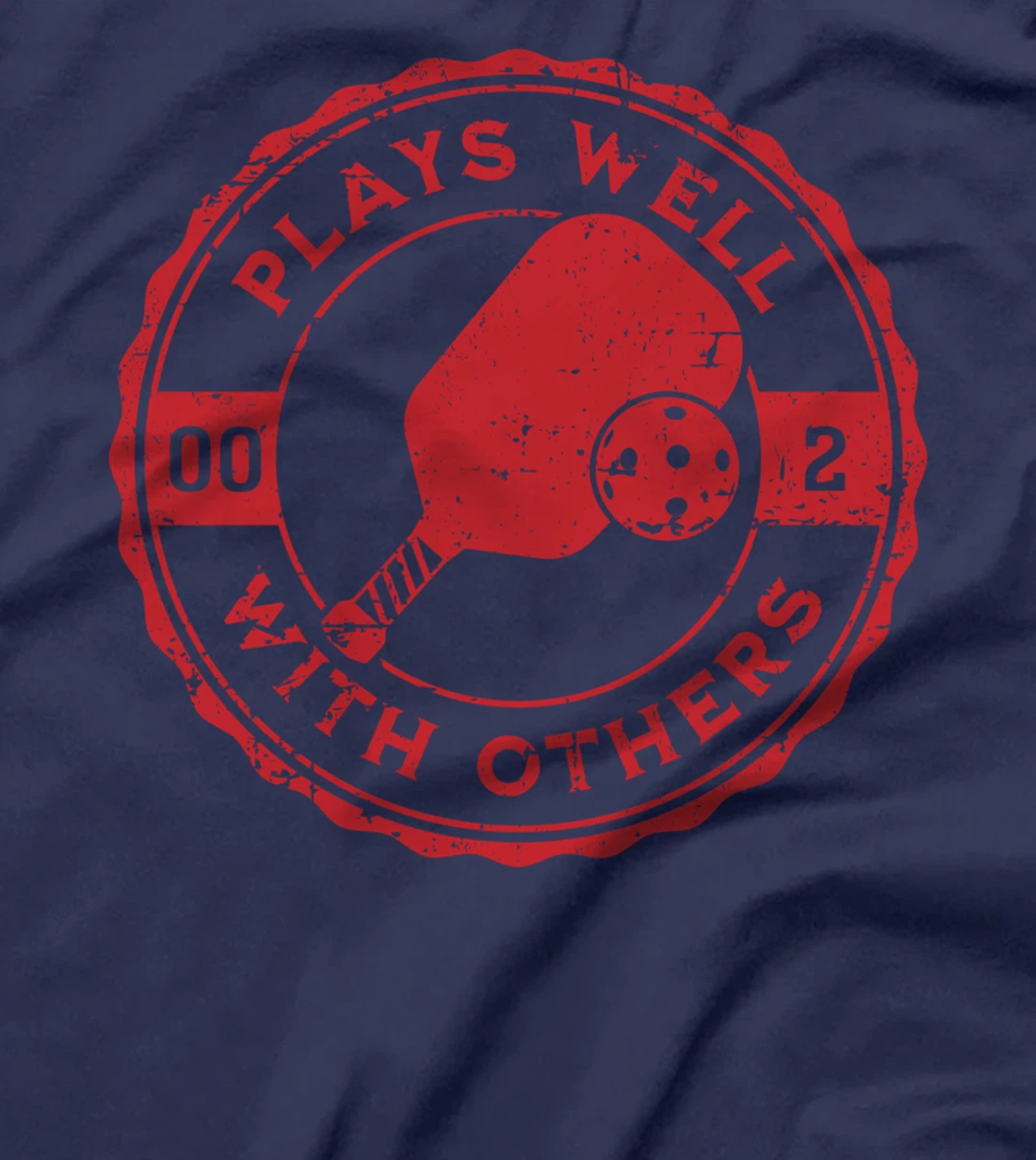 Funny Pickleball Plays Well With Others Distressed Design T-Shirt