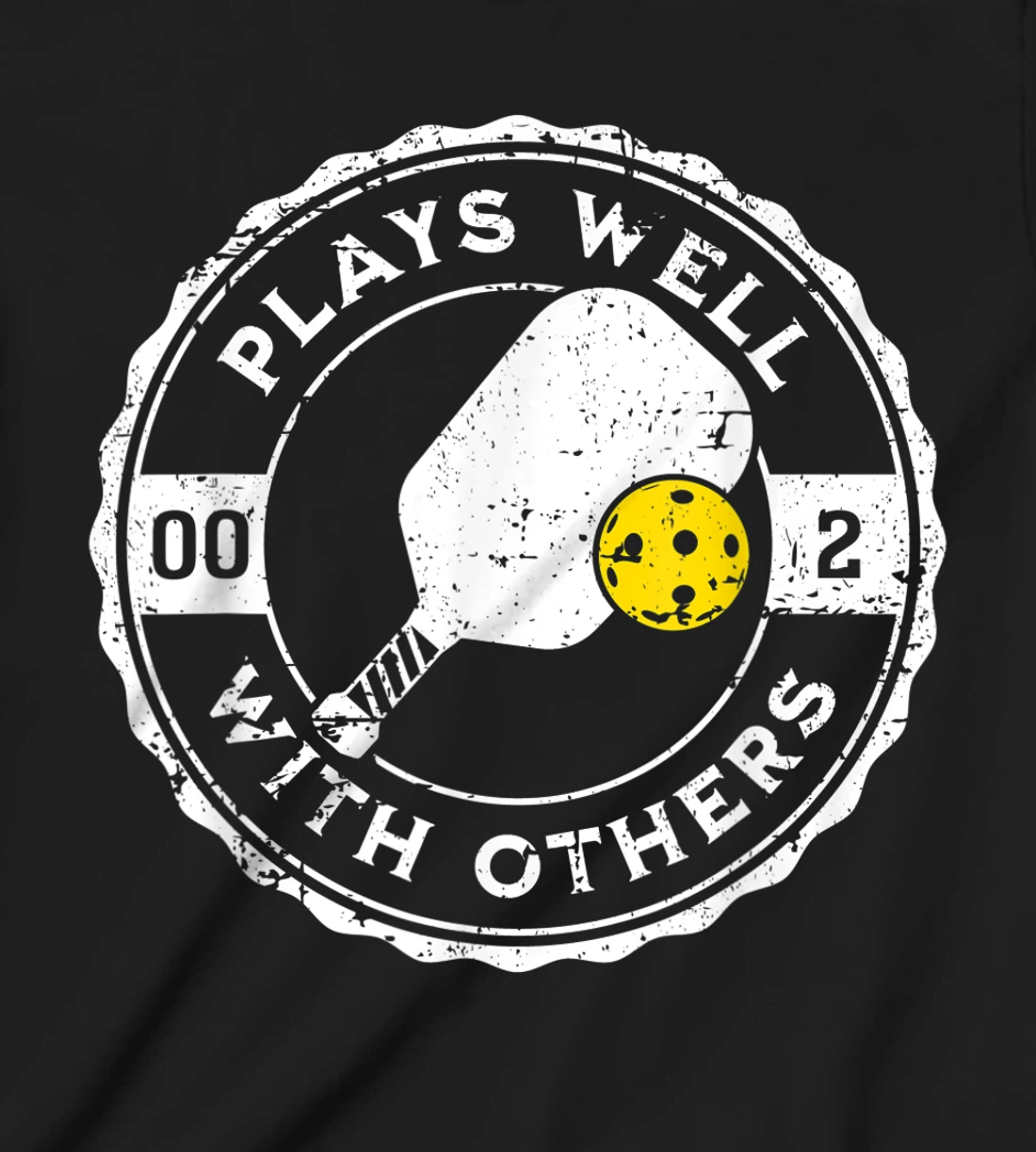 Funny Pickleball Plays Well With Others Distressed Design T-Shirt, Kid T-Shirt and Women T-Shirt