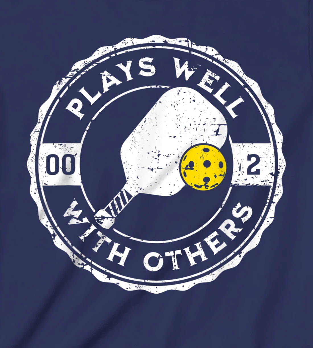 Funny Pickleball Plays Well With Others Distressed Design T-Shirt, Kid T-Shirt and Women T-Shirt