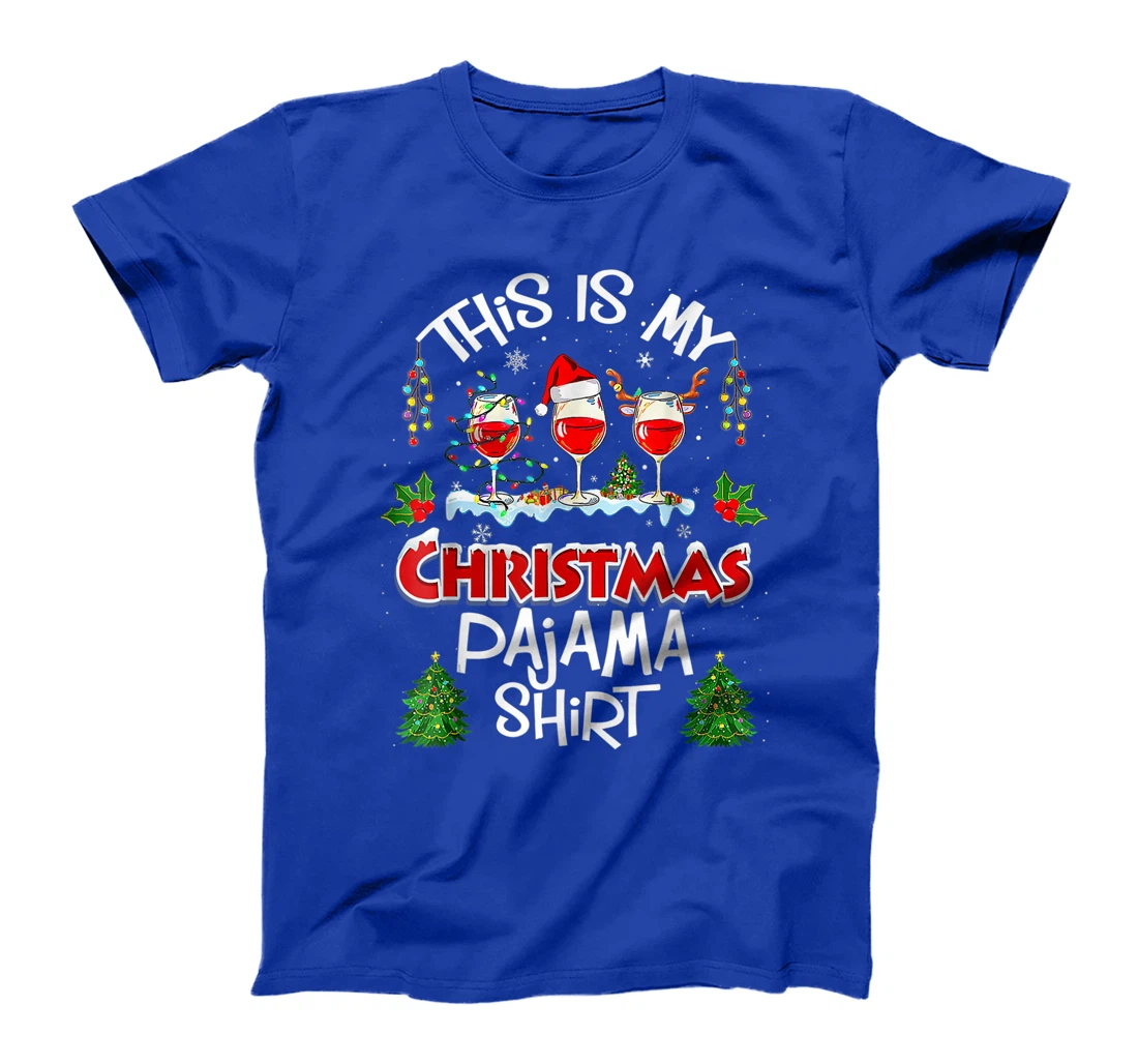 This Is My Christmas Pajama Shirt Wine Xmas Light Groovy T-Shirt, Women T-Shirt