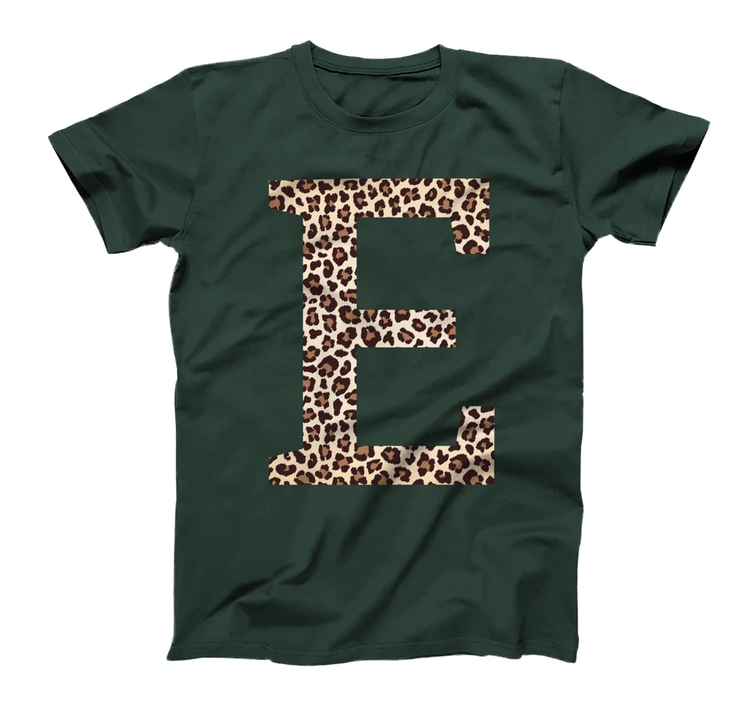 letter E leopard skin print pattern initial name monogram T-Shirt