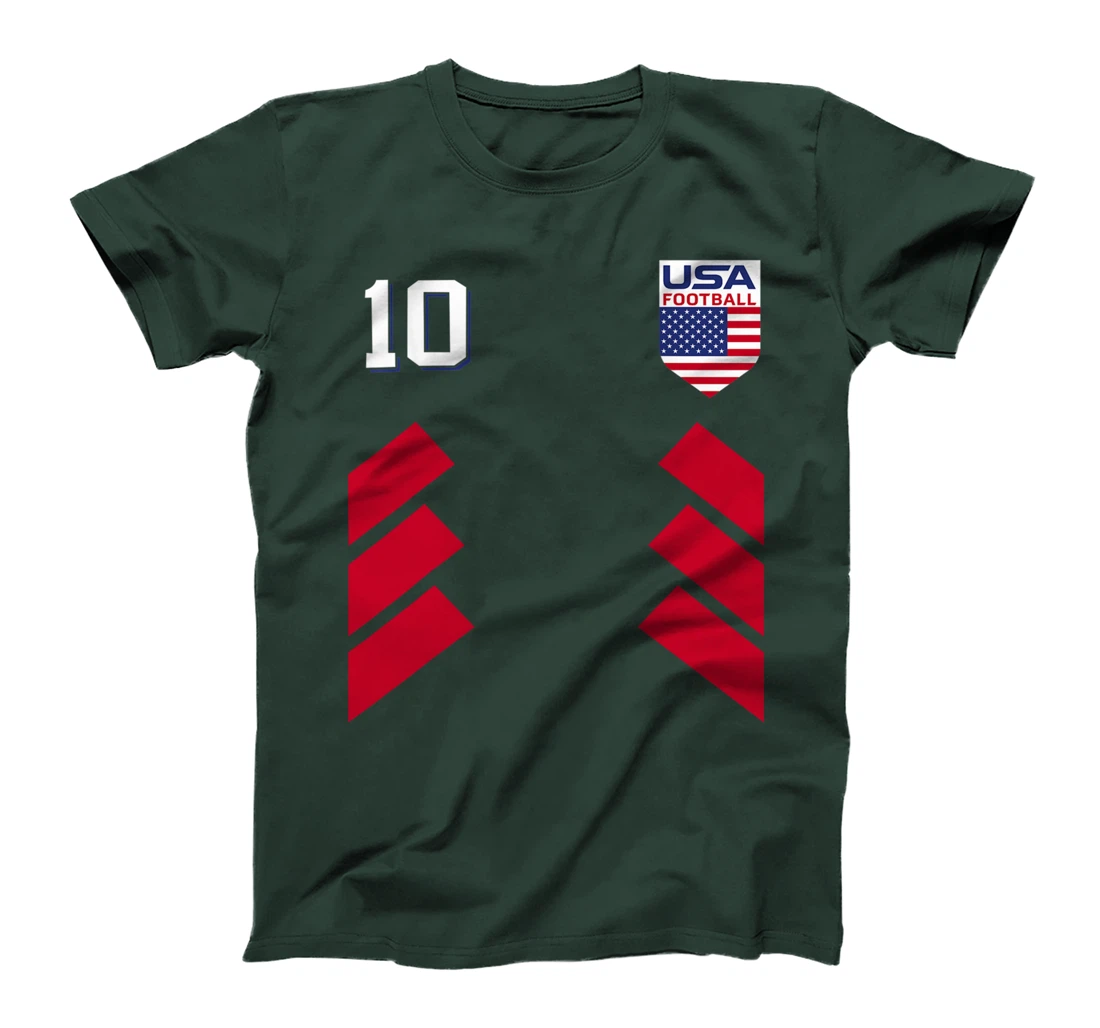 Retro 10 American Football USA Soccer USA Flag T-Shirt