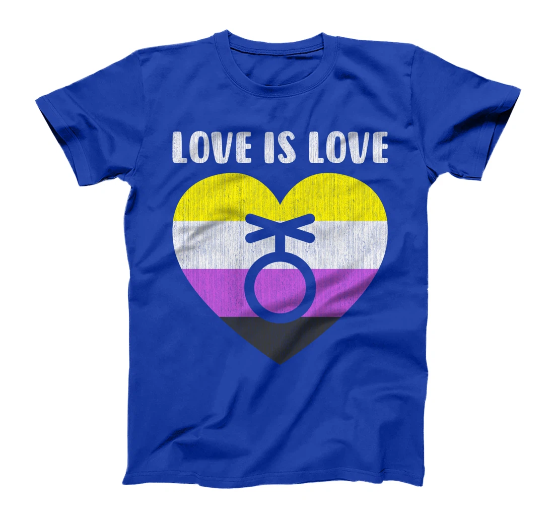 Nonbinary symbol with heart, love is love T-Shirt