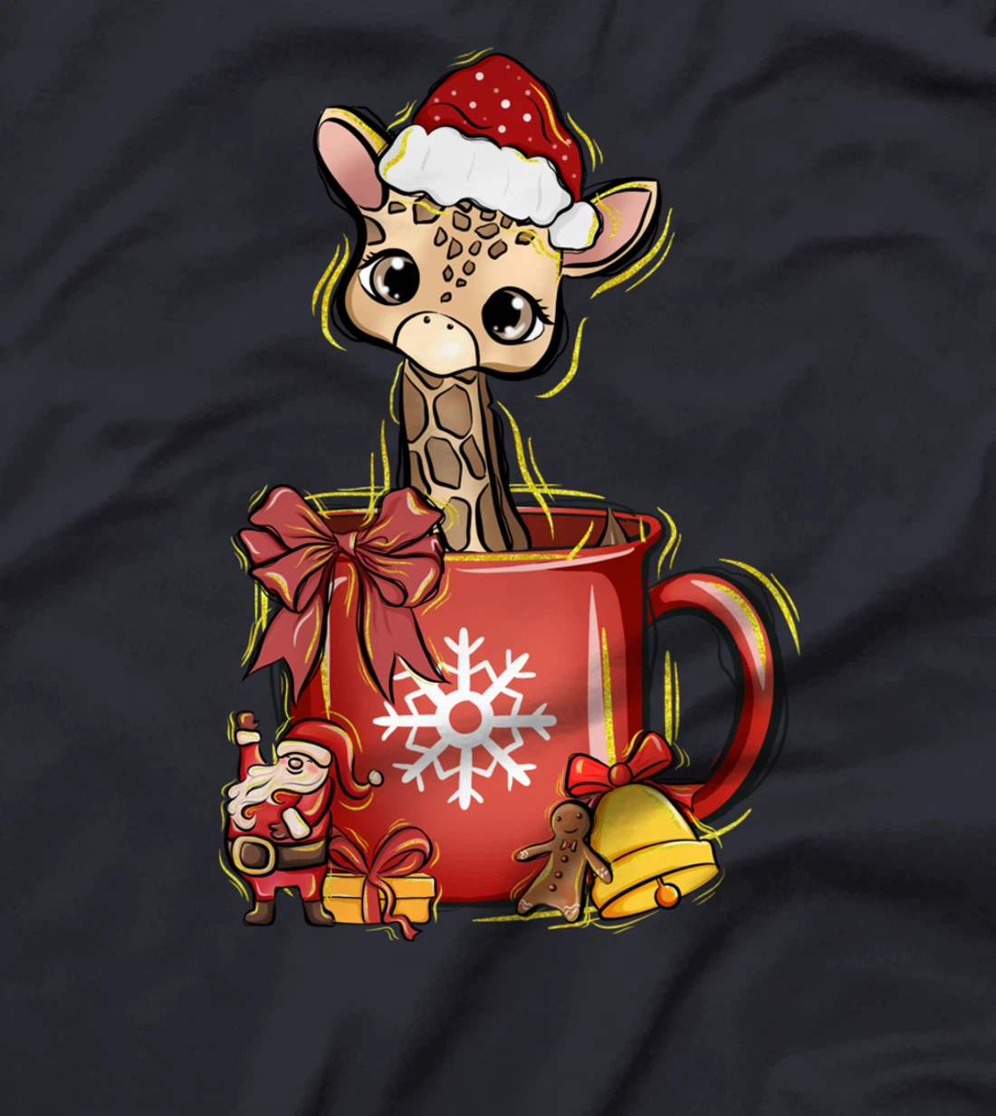 Xmas Christmas Mug Gingerbread Giraffe T-Shirt