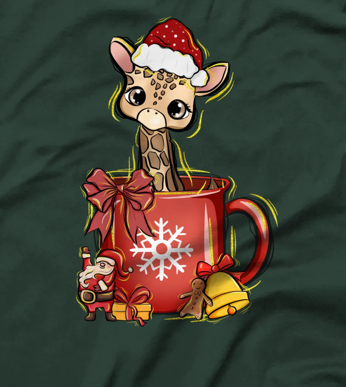Xmas Christmas Mug Gingerbread Giraffe T-Shirt