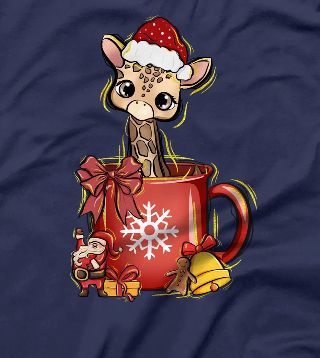 Xmas Christmas Mug Gingerbread Giraffe T-Shirt