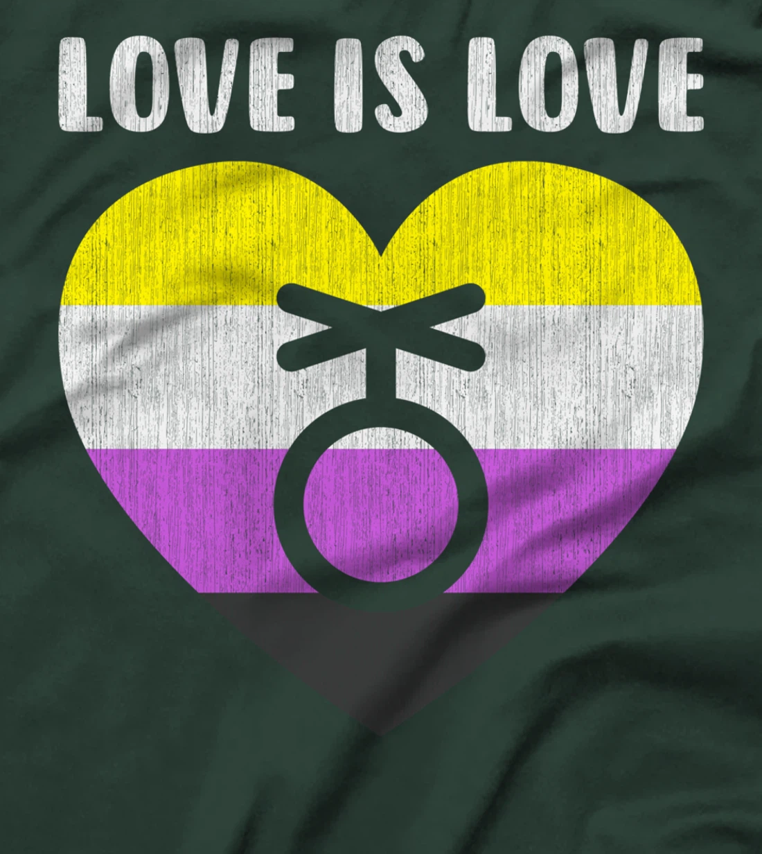 Nonbinary symbol with heart, love is love T-Shirt