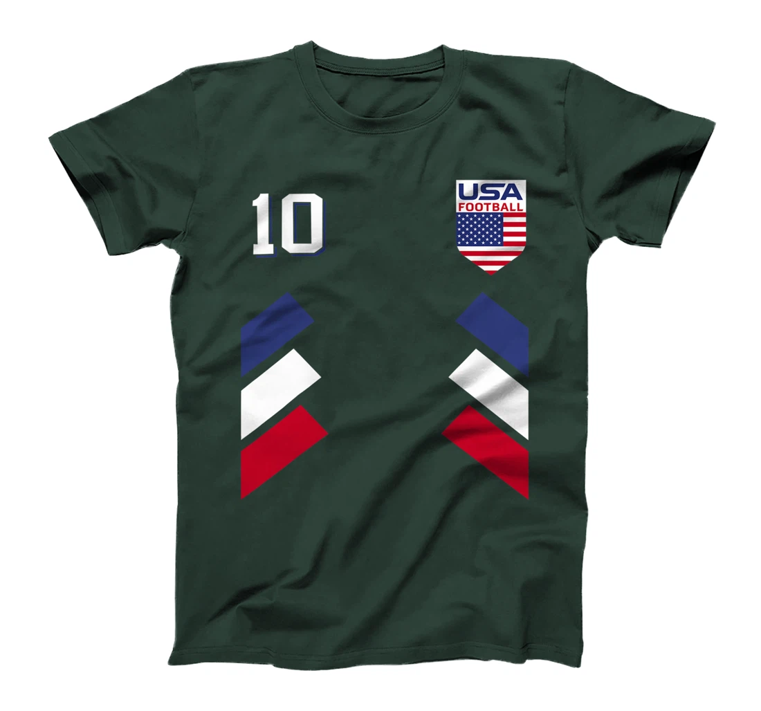 Retro10 American Football USA Soccer USA Flag T-Shirt T-Shirt