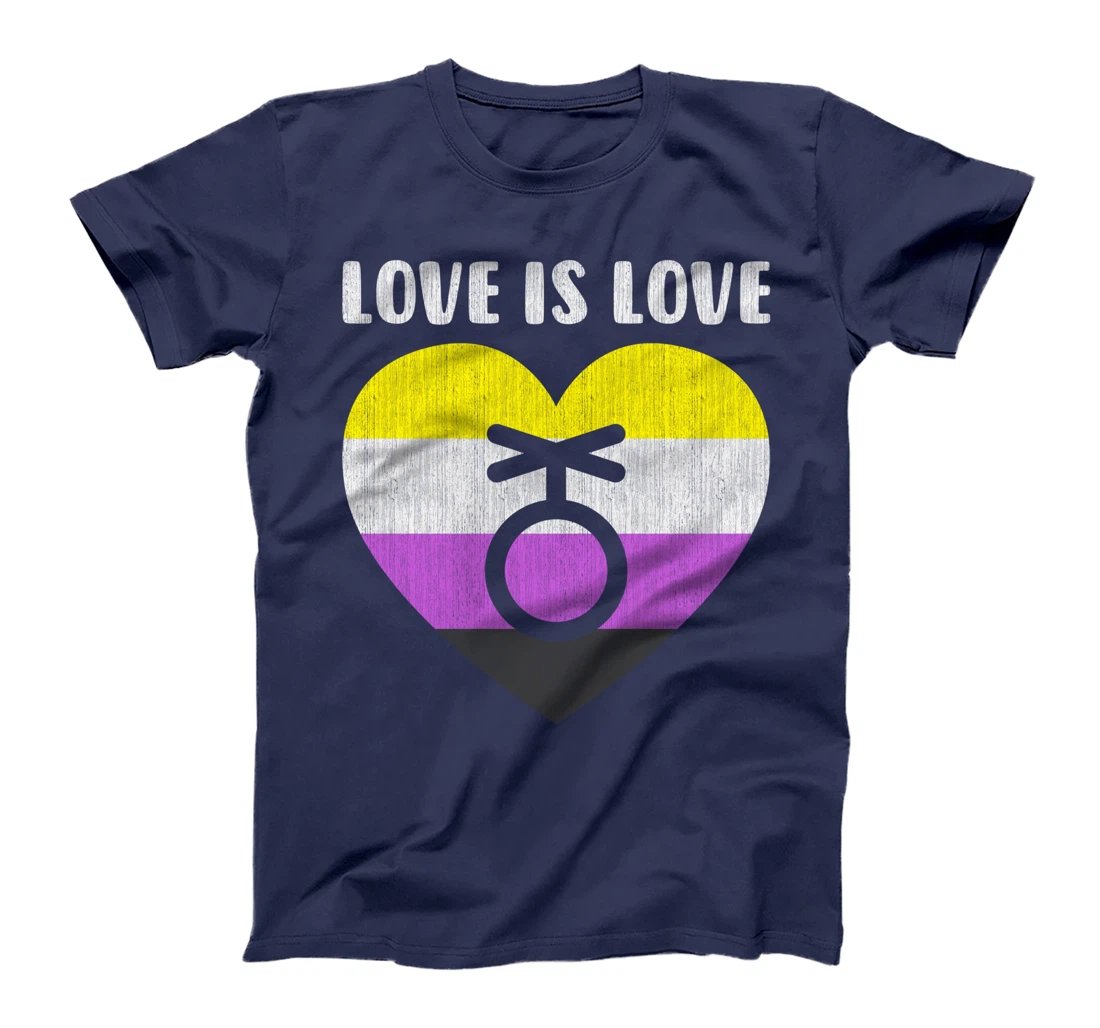 Nonbinary symbol with heart, love is love T-Shirt
