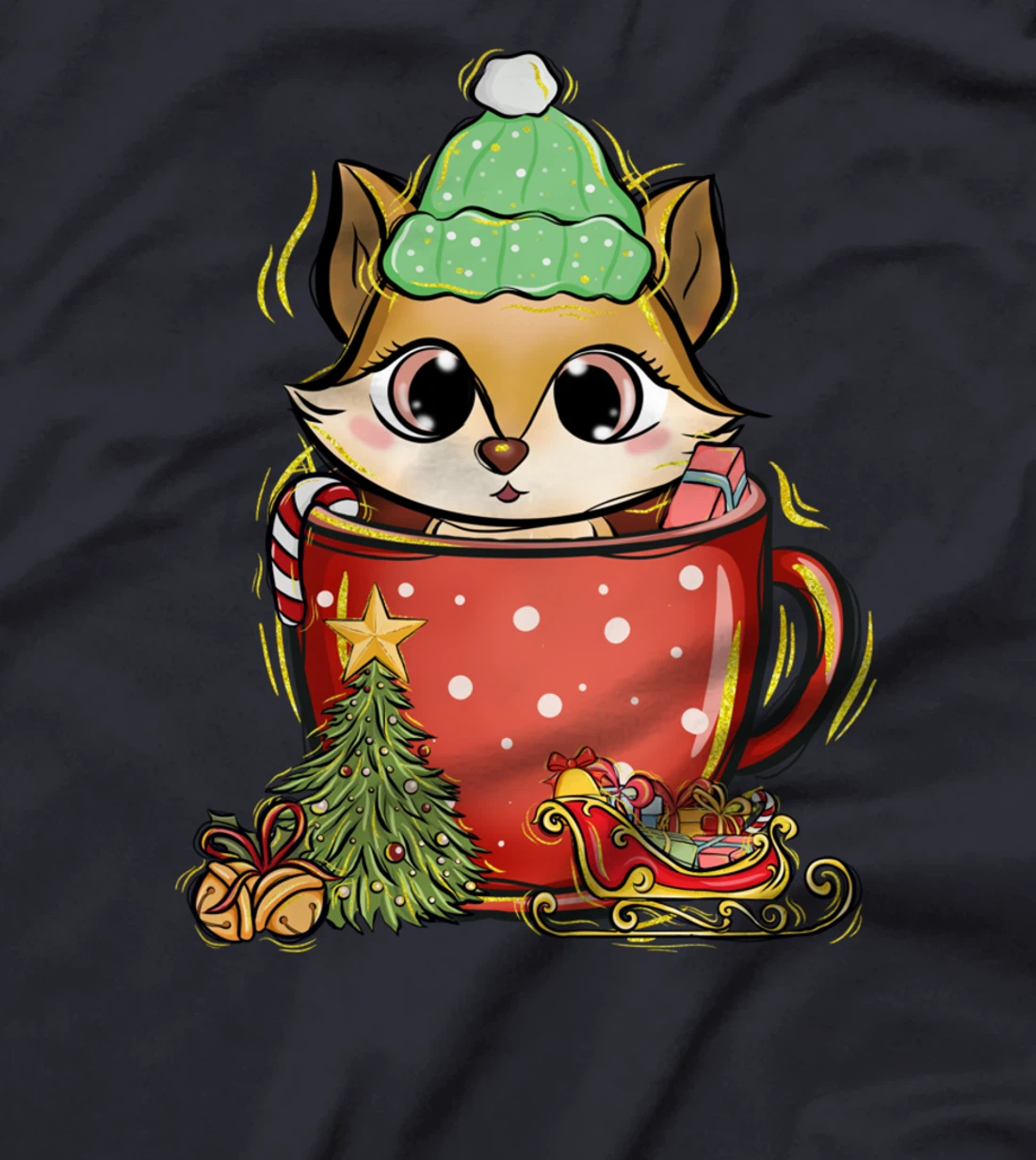 Xmas Christmas Mug Squirrel Fir Tree T-Shirt