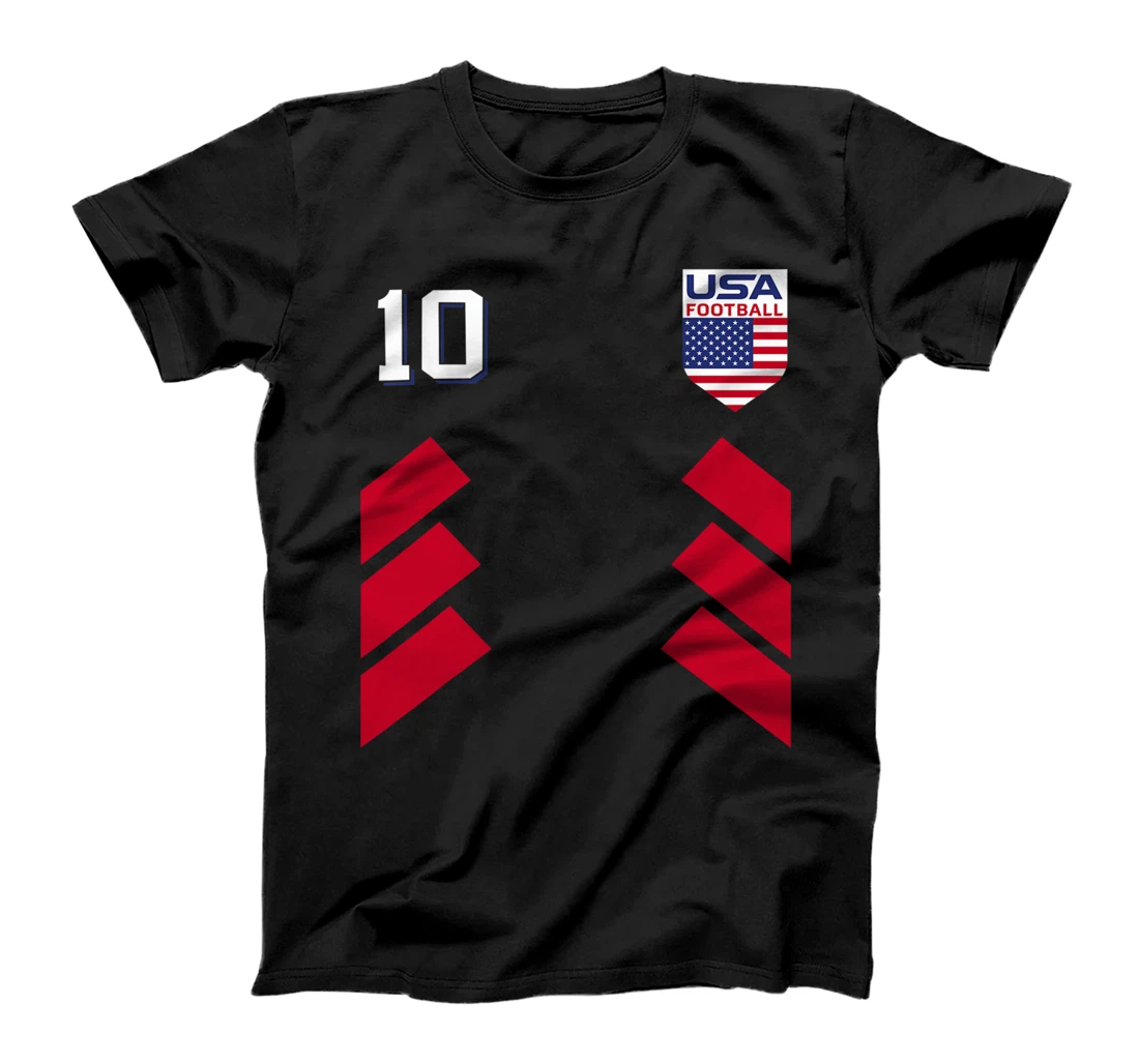 Retro 10 American Football USA Soccer USA Flag T-Shirt