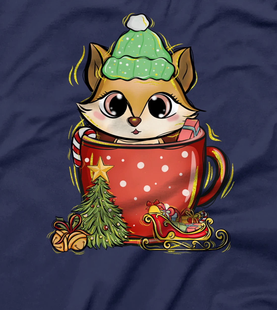 Xmas Christmas Mug Squirrel Fir Tree T-Shirt