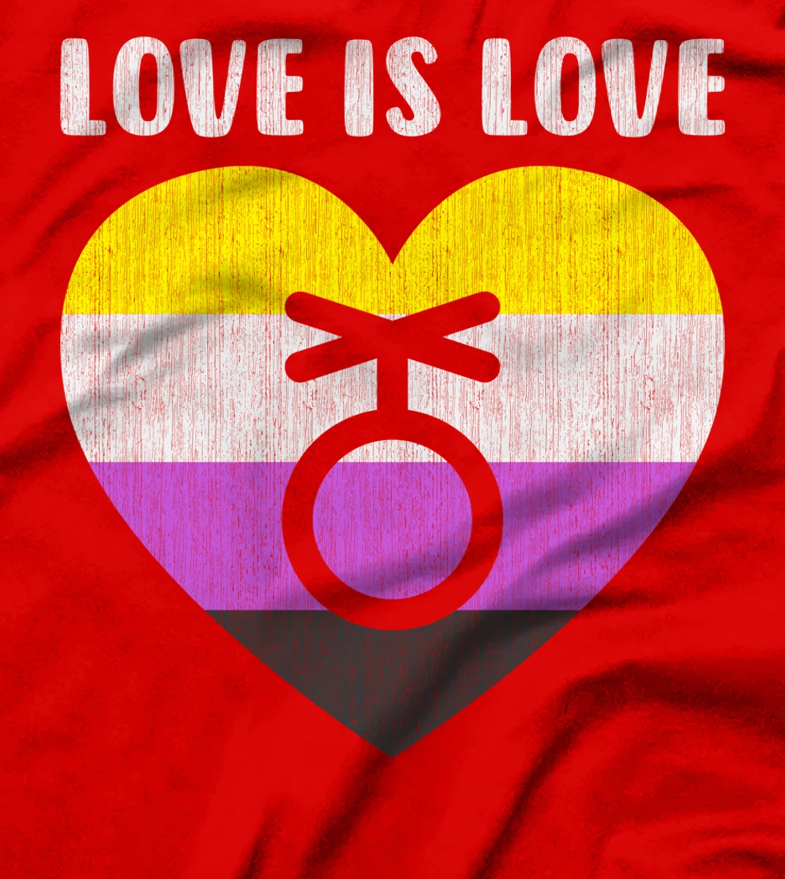 Nonbinary symbol with heart, love is love T-Shirt