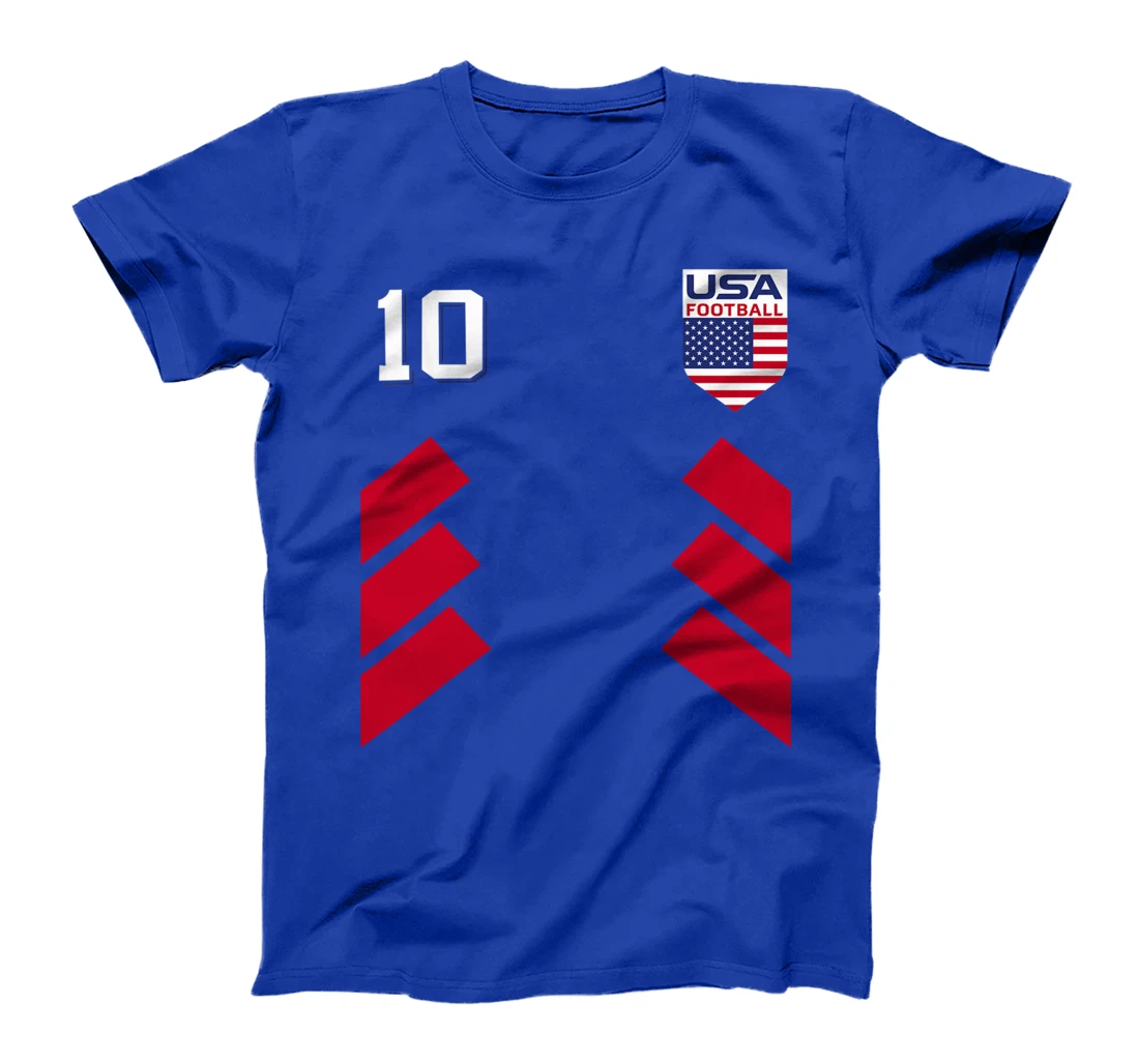 Retro 10 American Football USA Soccer USA Flag T-Shirt