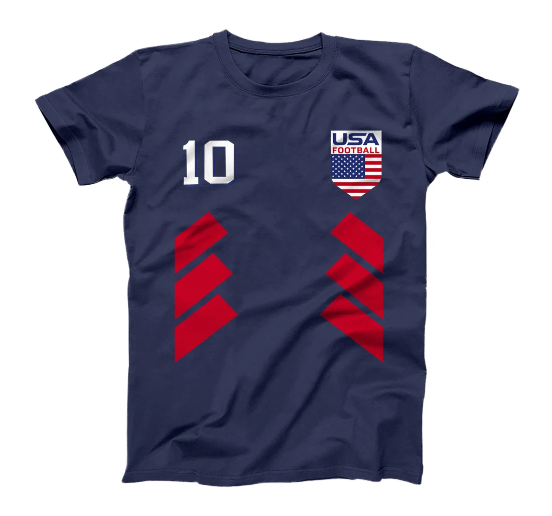 Retro 10 American Football USA Soccer USA Flag T-Shirt